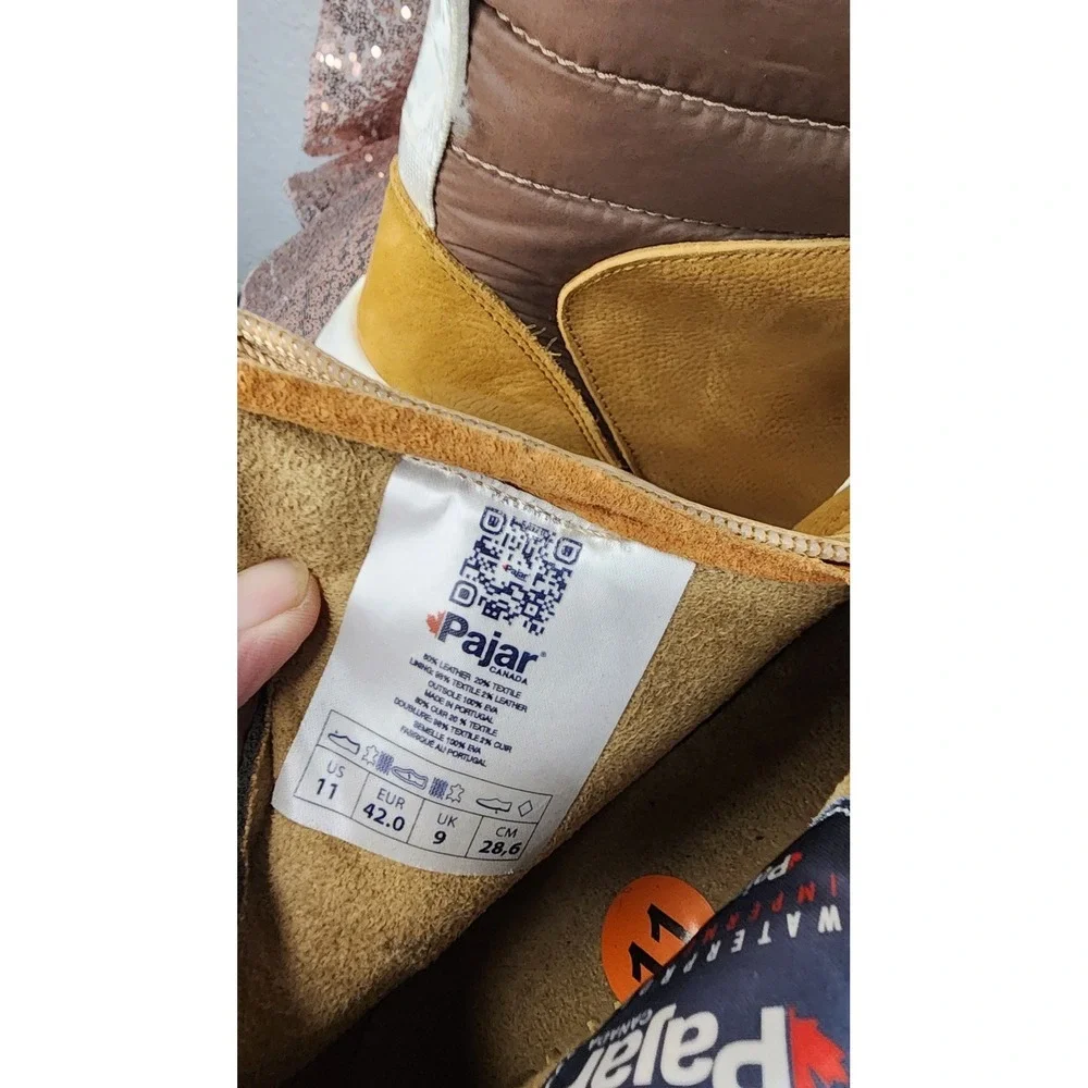 NWT Pajar Women'sWaterproof Tan‎ Suede Winter Boots Zipper Chunky Sole